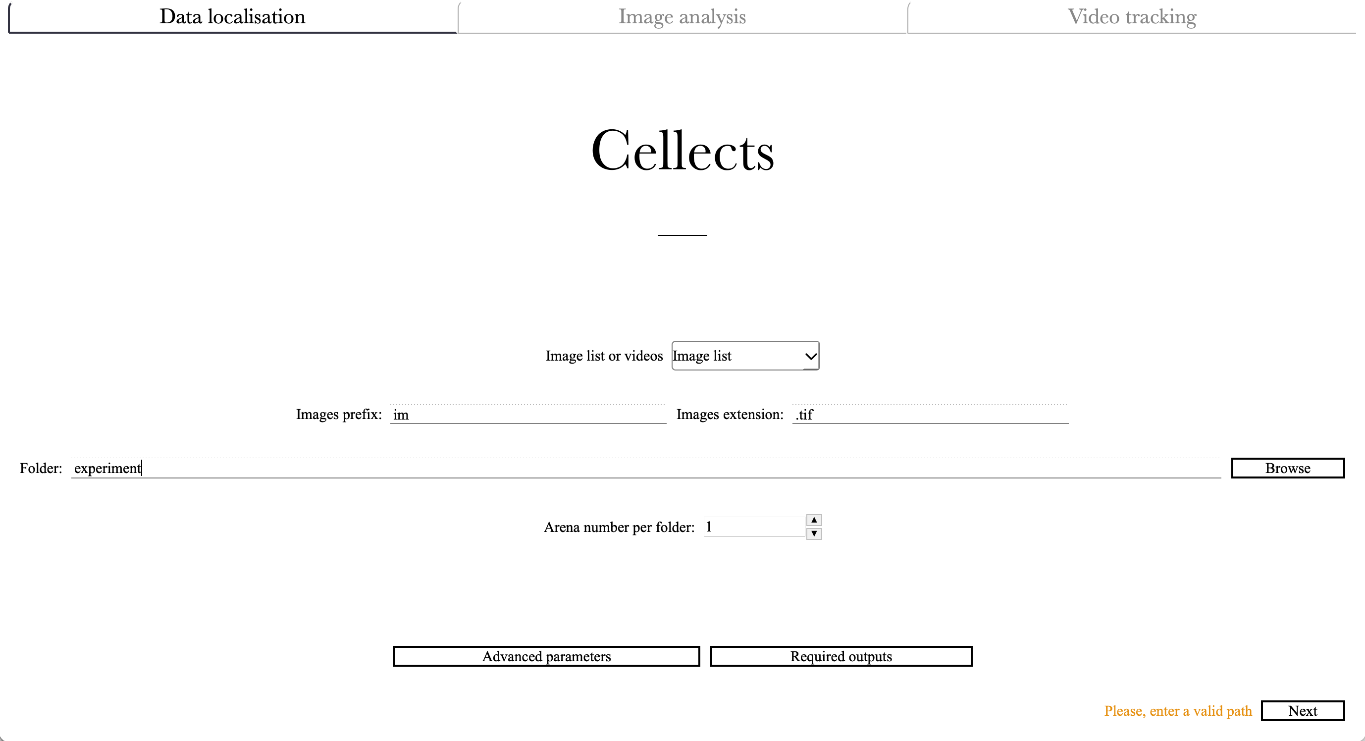 Cellects first window