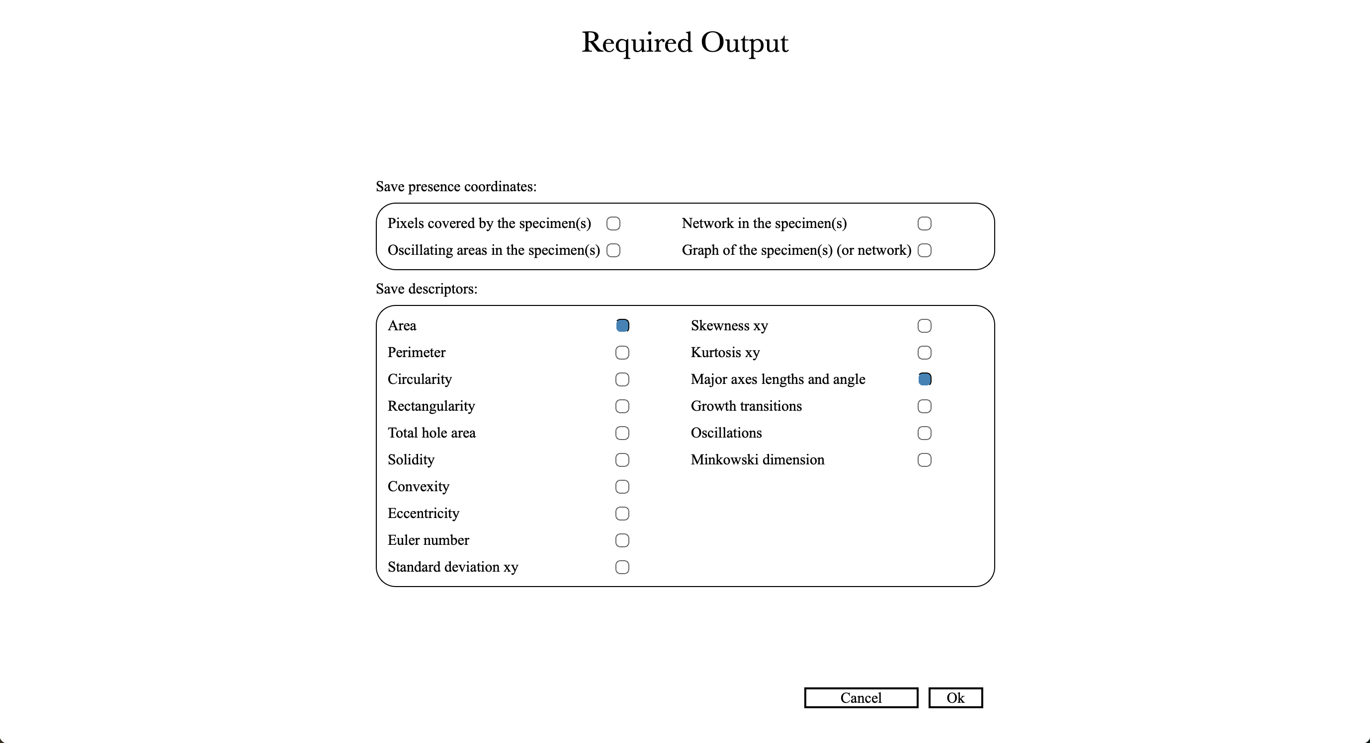 Required output window