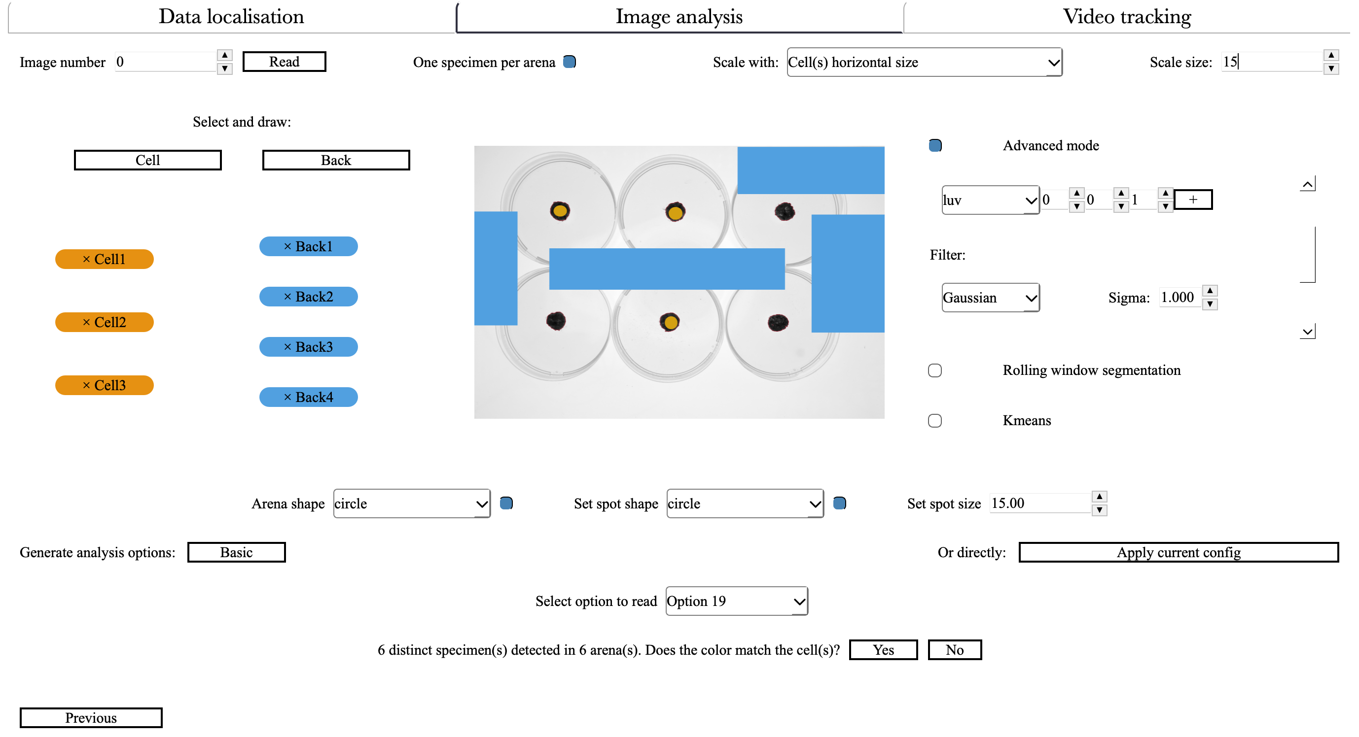 Image analysis advanced mode