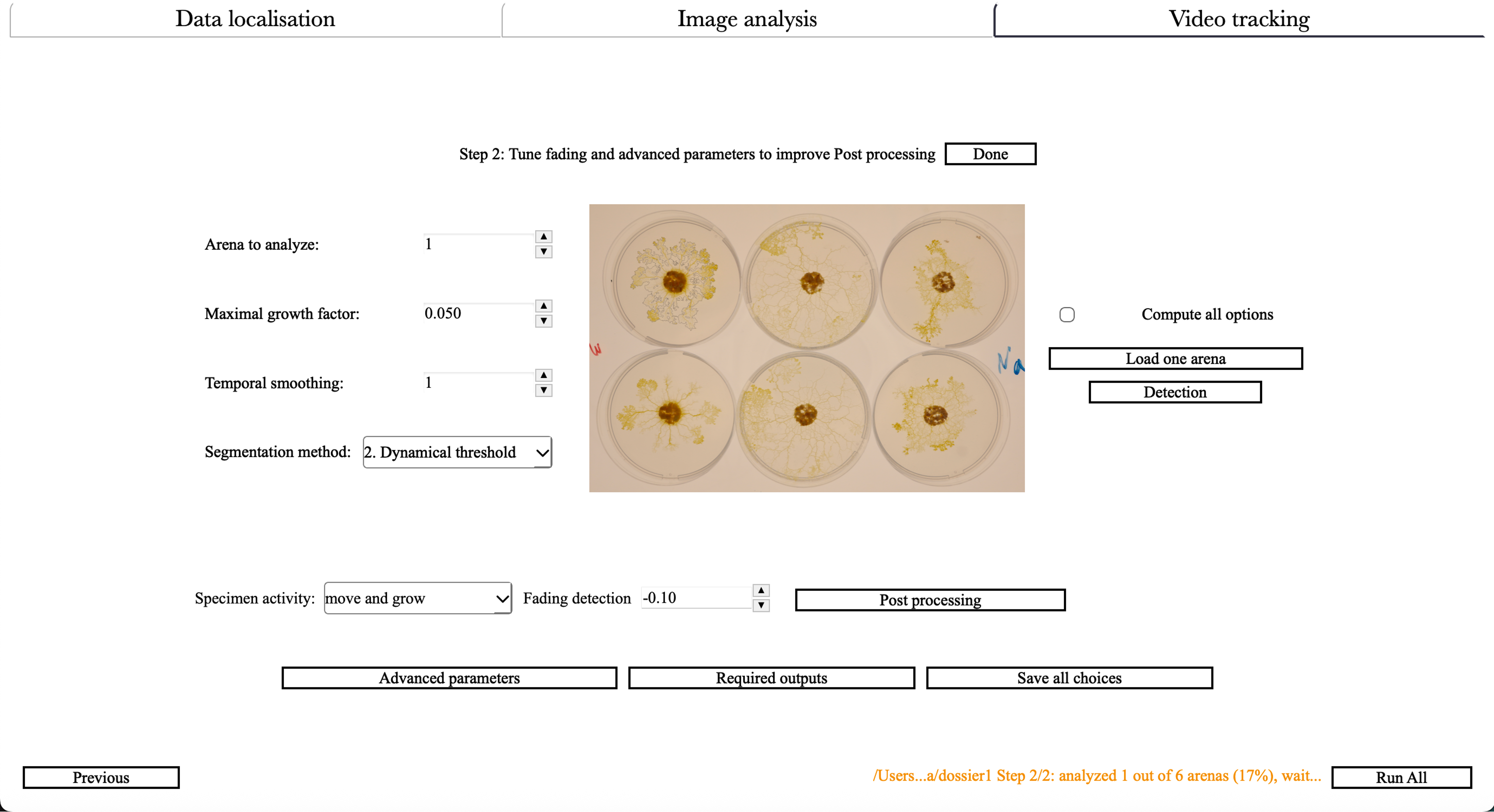 Select folders to analyze window
